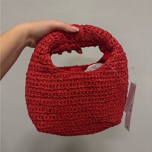 Red Woven Mini Handbag